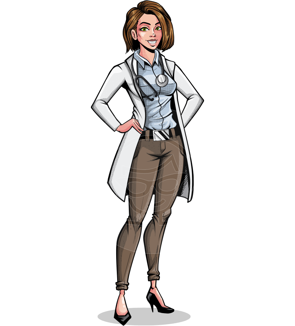Comics Style Female Doctor Cartoon Character